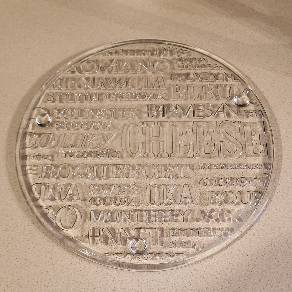 Vintage 1970s Cheese Plate 11 Inch Round Glass Footed Plate Unique